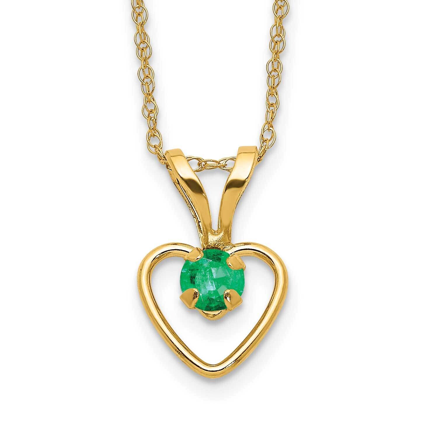 Madi K 3mm Emerald Heart Birthstone Necklace 10k Gold 10GK407-15, MPN: 10GK407-15,