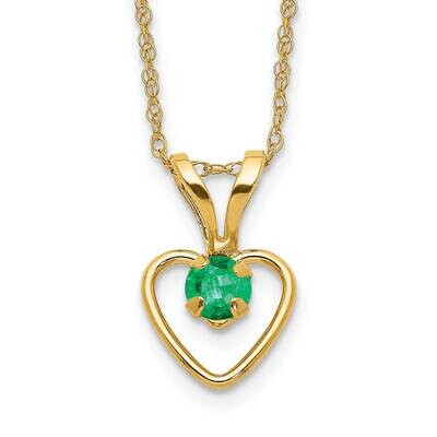 Madi K 3mm Emerald Heart Birthstone Necklace 10k Gold 10GK407-15, MPN: 10GK407-15,