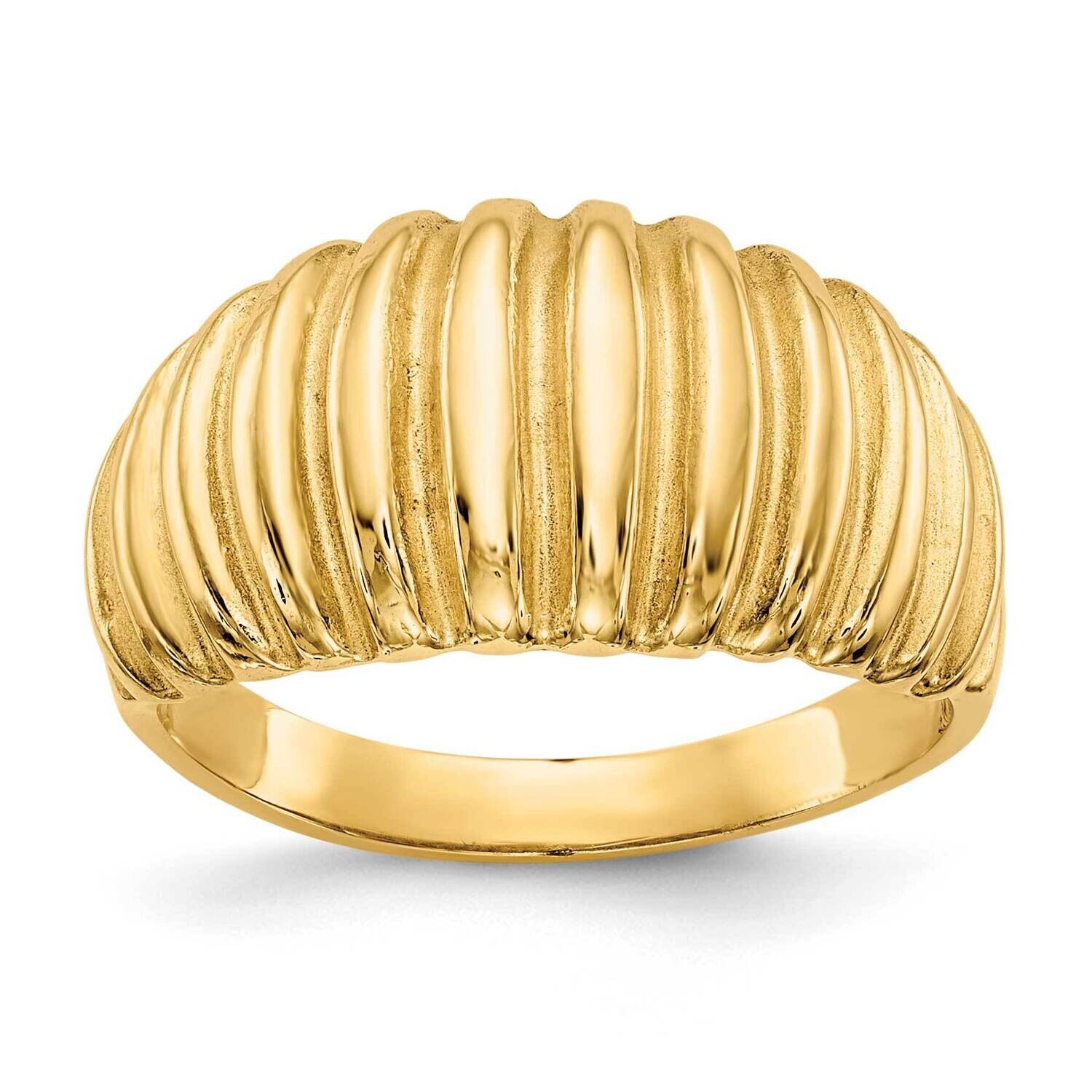 High Polished Ribbed Dome Ring 10k Gold 10C2873, MPN: 10C2873,