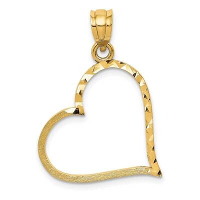 Satin Diamond-Cut Crooked Heart Pendant 10k Gold 10D1054, MPN: 10D1054,