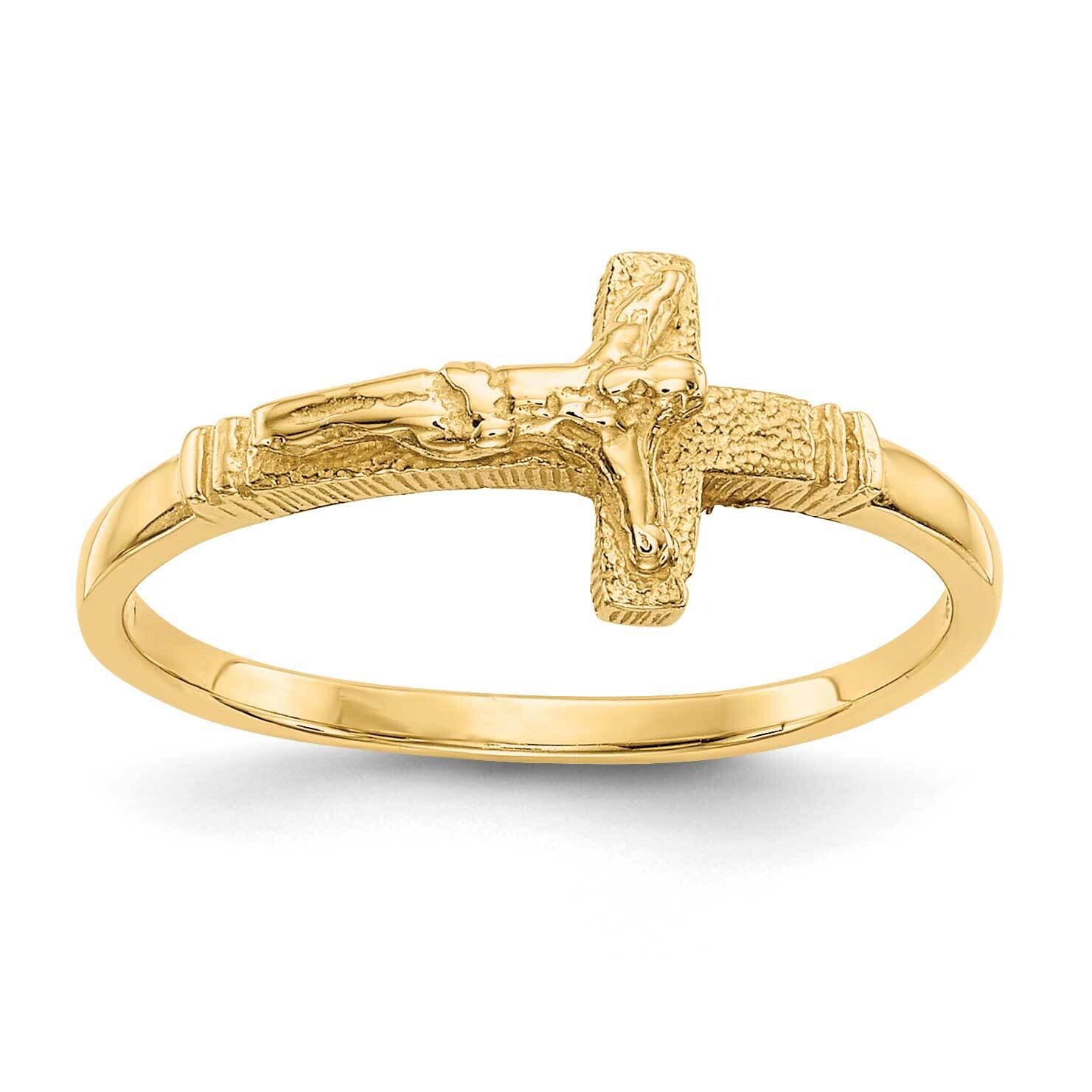 Satin Finish Childs Crucifix Ring 10k Gold 10K3847