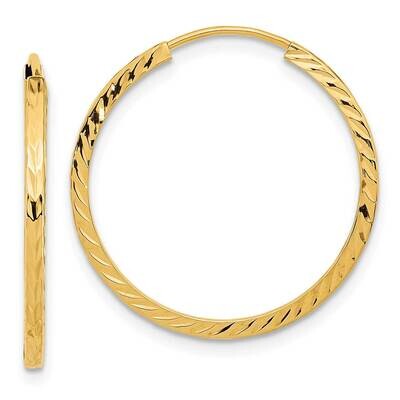 Diamond-Cut Square Tube Endless Hoop Earrings 10k Gold 10TF996, MPN: 10TF996,