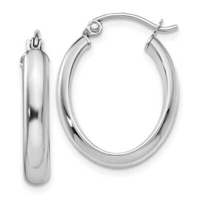 Polished 3.75mm Oval Tube Hoop Earrings 10k White Gold 10TF116, MPN: 10TF116,