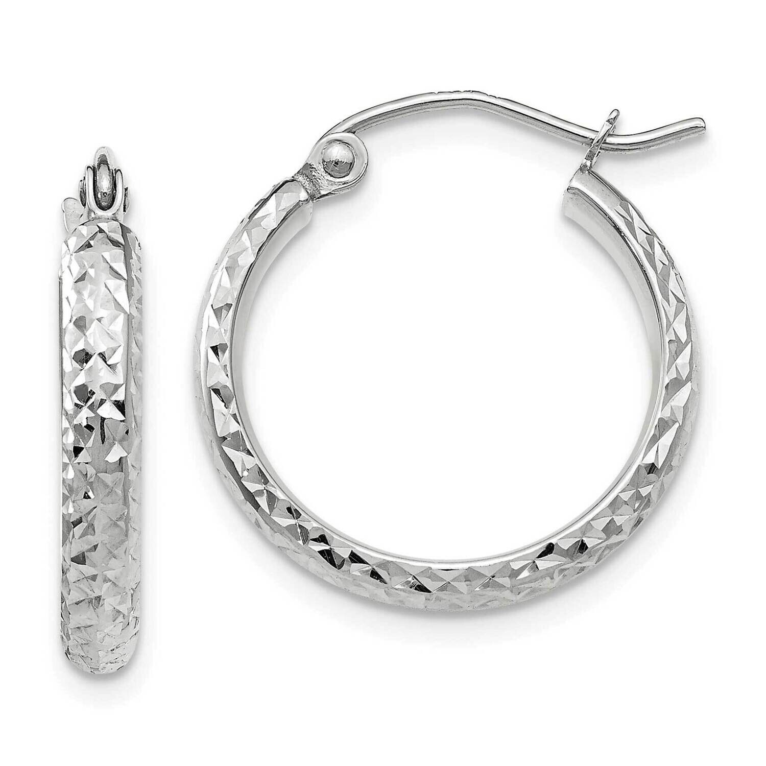 Diamond-Cut 2.8X18mm Hollow Hoop Earrings 10k White Gold 10TC800, MPN: 10TC800, 196904097281
