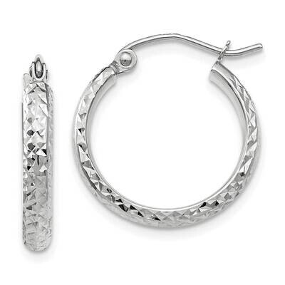 Diamond-Cut 2.8X18mm Hollow Hoop Earrings 10k White Gold 10TC800, MPN: 10TC800, 196904097281