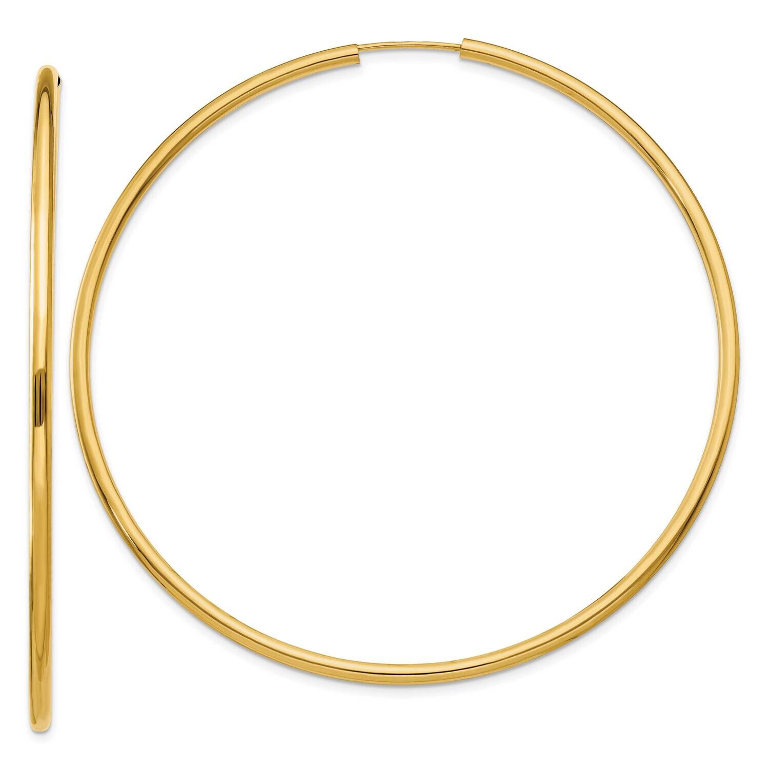 Round Endless 2mm Hoop Earrings 10k Polished Gold 10H988, MPN: 10H988,