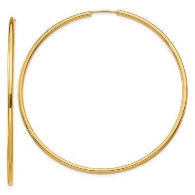 Round Endless 2mm Hoop Earrings 10k Polished Gold 10H988, MPN: 10H988,