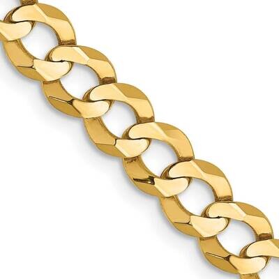 7.2mm Lightweight Flat Cuban Chain 22 Inch 10k Gold 10LCB180-22, MPN: 10LCB180-22,