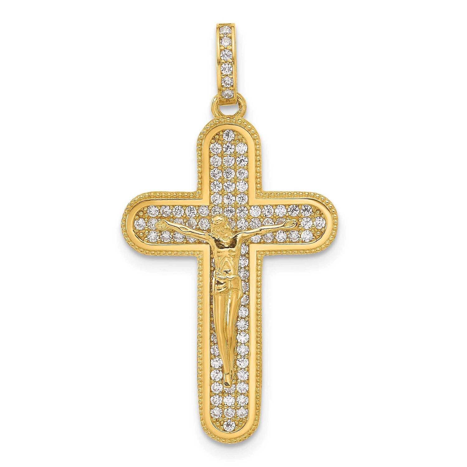 CZ Crucifix Cross Pendant 10k Polished Gold 10C1501