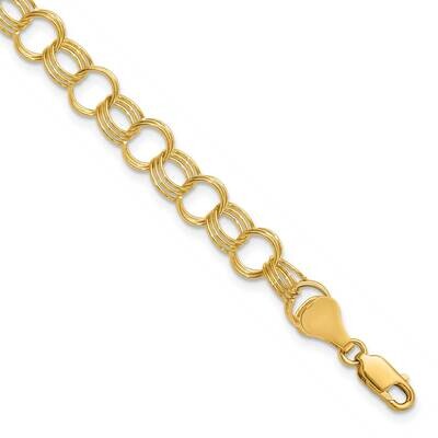 Solid Triple Link Charm Bracelet 7 Inch 10k Gold 10DO531-7, MPN: 10DO531-7,