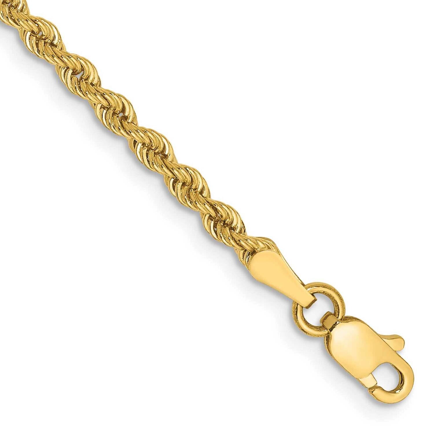 2.5mm Regular Rope Chain Anklet 10 Inch 10k Gold 10K018S-10, MPN: 10K018S-10,