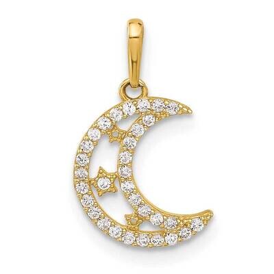Clear CZ Moon Stars Charm 10k Polished Gold 10C1491 by Men&#39;s Jewelry and Accessories, MPN: 10C1491,