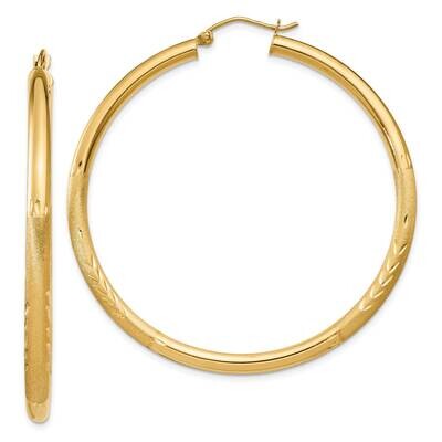 Satin &amp; Diamond-Cut 3mm Round Hoop Earrings 10k Gold 10TC295, MPN: 10TC295,