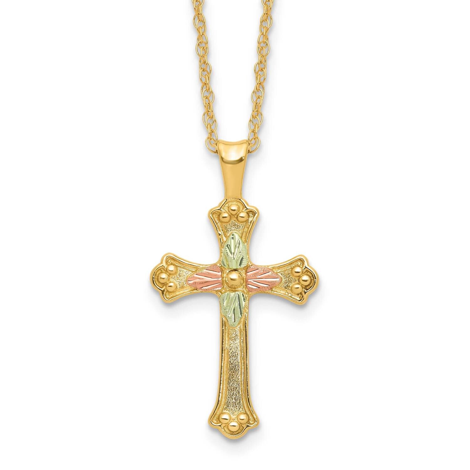 12K Accents Black Hills Gold Cross 18 Inch Necklace 10k Gold 10BH729-18