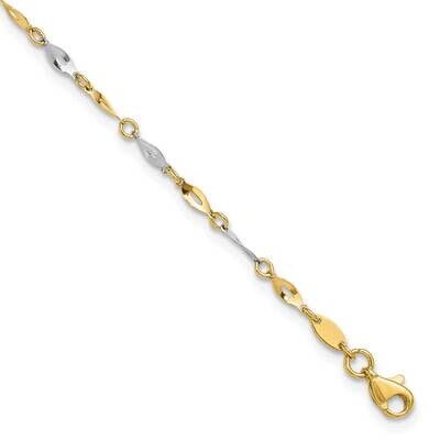 Polished 9 Inch Plus 1 Inch Extender Anklet 10k Two-Tone Gold 10ANK280-10, MPN: 10ANK280-10,