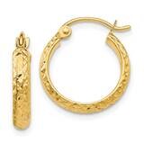 Diamond-Cut 2.8X15mm Hollow Hoop Earrings 10k Gold 10TC792, MPN: 10TC792, 196904147696