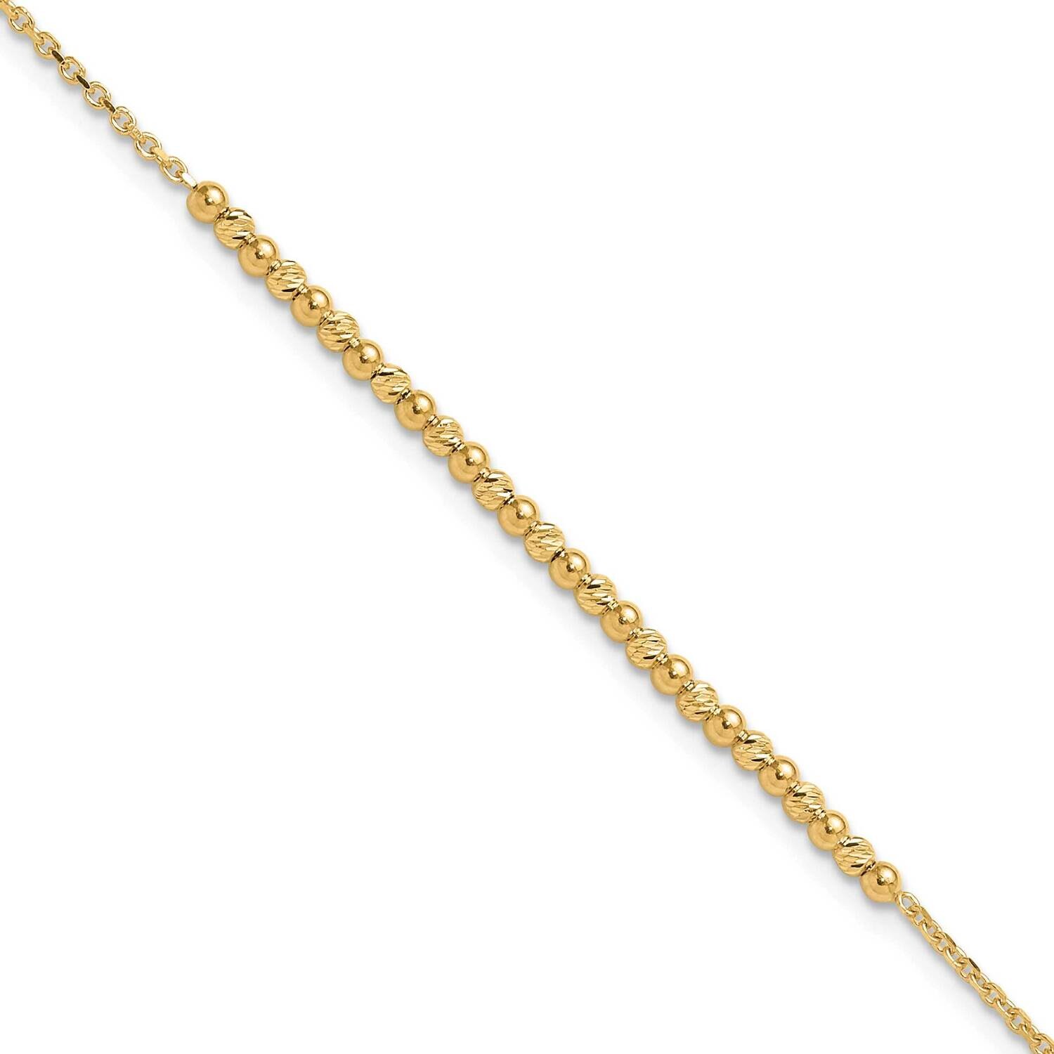 Diamond-Cut Beaded 7.5 Inch Bracelet 10k Gold 10SF3030Y-7.5