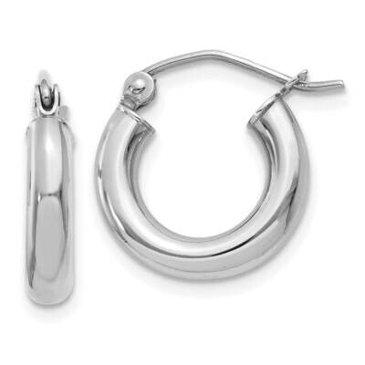 Polished 3mm Lightweight Tube Hoop Earrings 10k White Gold 10T852L, MPN: 10T852L,