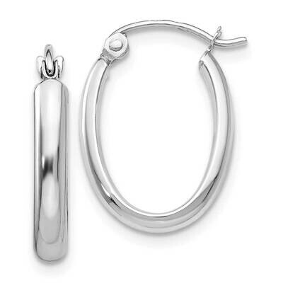 Polished 2.75mm Oval Tube Hoop Earrings 10k White Gold 10TF113, MPN: 10TF113,
