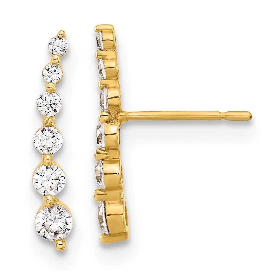 Curved Bar CZ Post Earrings 10k Polished Gold 10ER360, MPN: 10ER360,