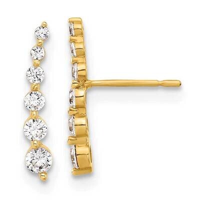 Curved Bar CZ Post Earrings 10k Polished Gold 10ER360, MPN: 10ER360,