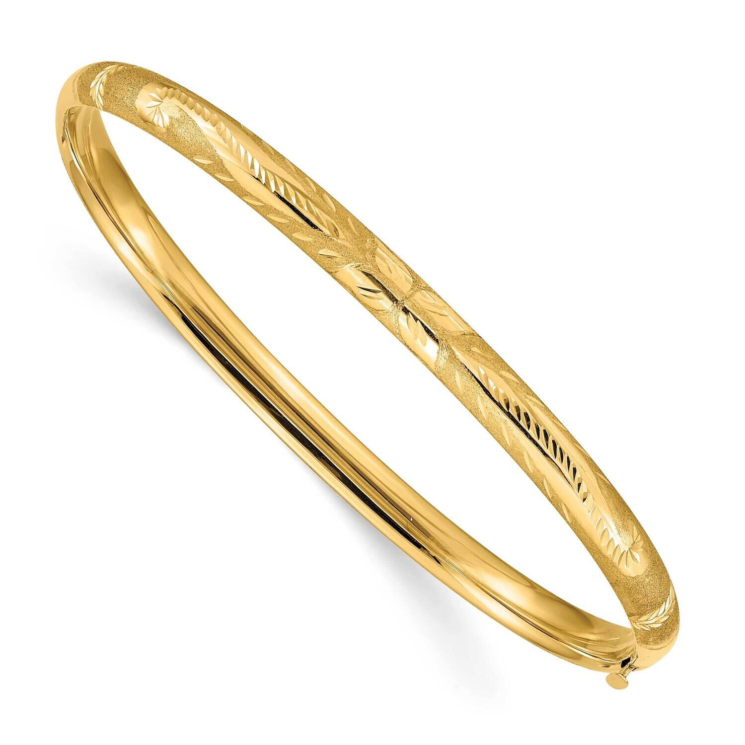 3/16 Florentine Engraved Hinged Bangle Bracelet 7 Inch 10k Gold 10FE3/16