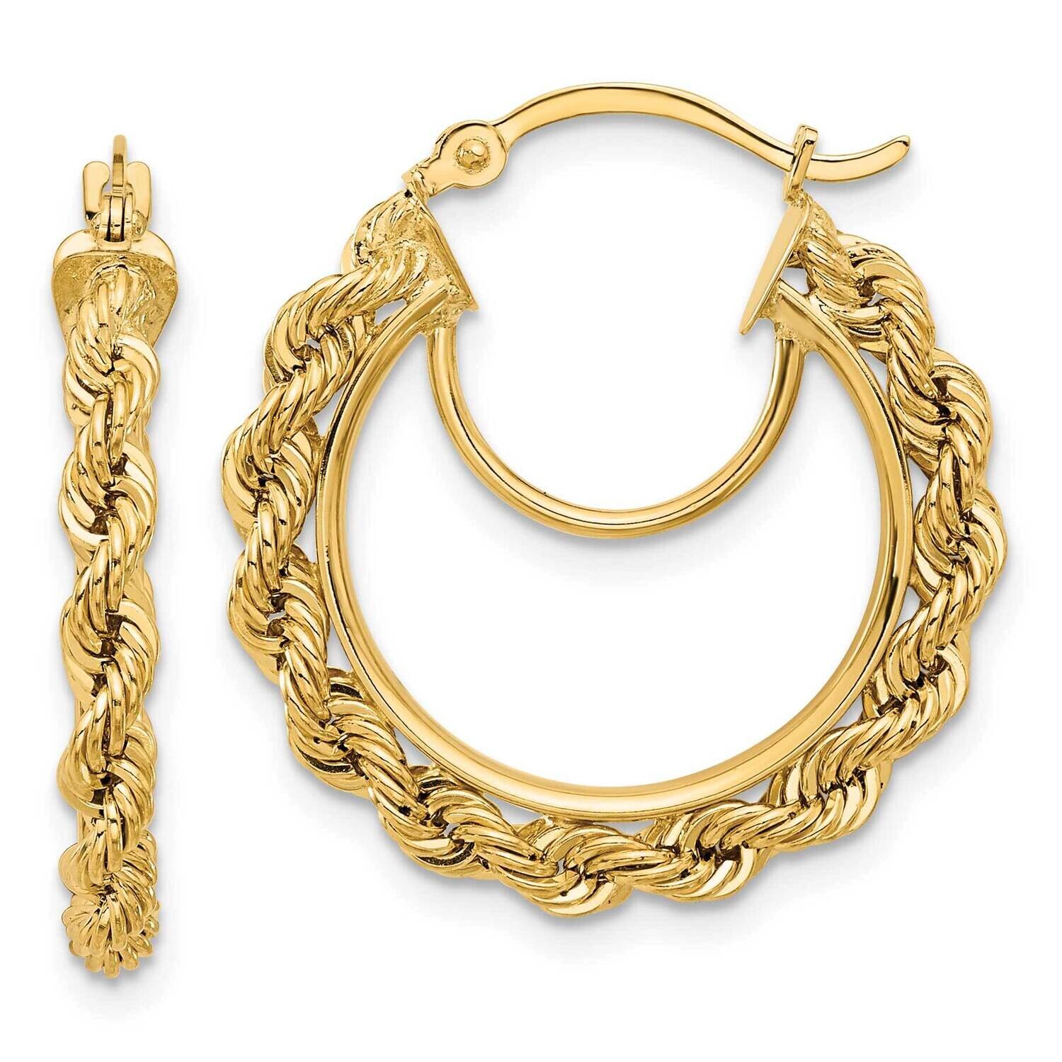 Diamond-Cut Rope 2.95mm Hoop Earrings 10k Polished Gold 10ER340, MPN: 10ER340,