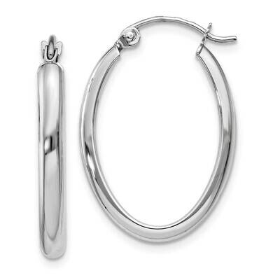 Polished 2.75mm Oval Tube Hoop Earrings 10k White Gold 10TF112, MPN: 10TF112,