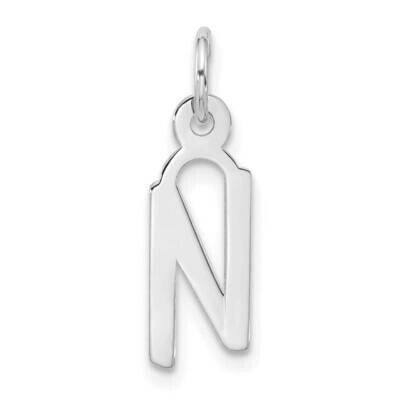 Large Slanted Block Initial N Charm 10k White Gold 10WC1555N, MPN: 10WC1555N,