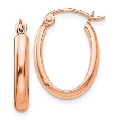 Polished Half-Round Oval Hoop Earrings 10k Rose Gold 10TF976, MPN: 10TF976,