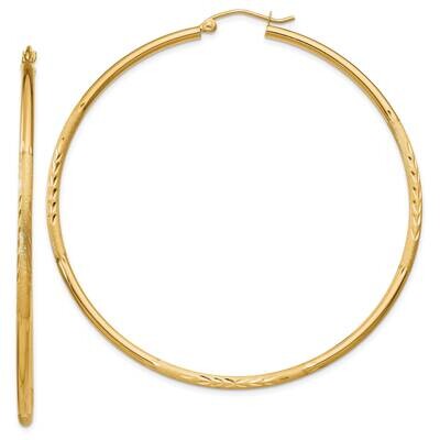 Satin Diamond-Cut 2mm Round Tube Hoop Earrings 10k Gold 10TC217, MPN: 10TC217,