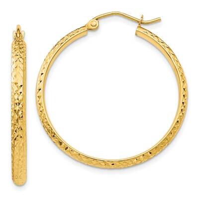 Diamond-Cut 2.8X30mm Hollow Hoop Earrings 10k Gold 10TC794, MPN: 10TC794, 196904147689