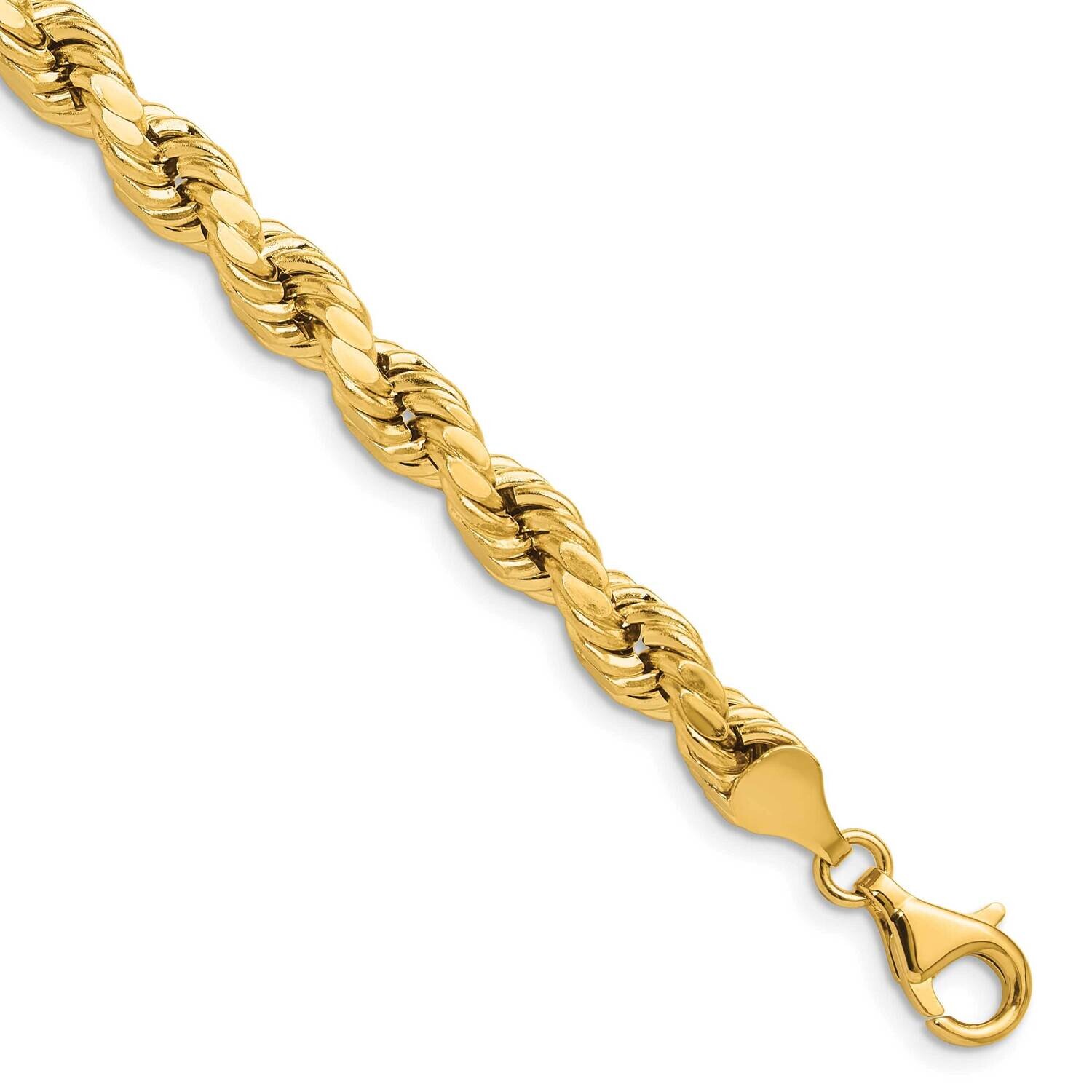 6.5mm Semi-Solid Diamond-Cut Rope Chain 8 Inch 10k Gold 10DH050-8