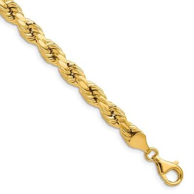 6.5mm Semi-Solid Diamond-Cut Rope Chain 8 Inch 10k Gold 10DH050-8, MPN: 10DH050-8,