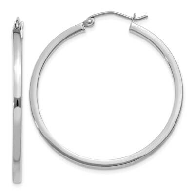 2mm Square Tube Hoops Earrings 10k White Gold 10T1086, MPN: 10T1086,