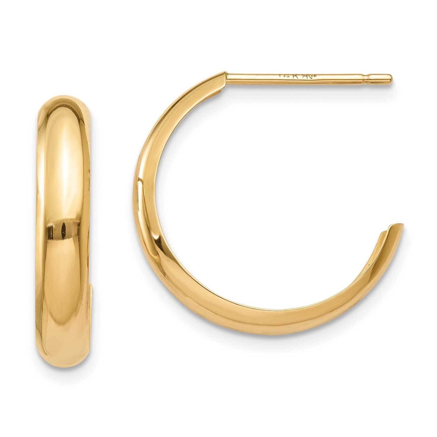 3.5mm J-Hoop Earrings 10k Polished Gold 10TH336