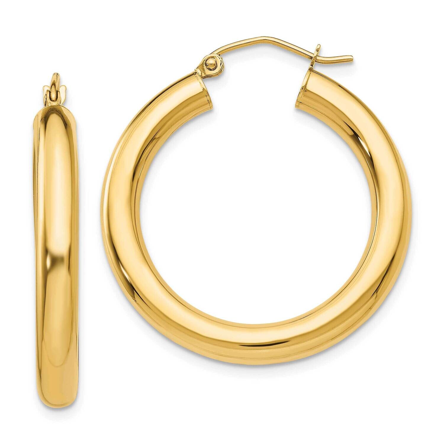 4mm Lightweight Tube Hoop Earrings 10k Polished Gold 10T949L, MPN: 10T949L,