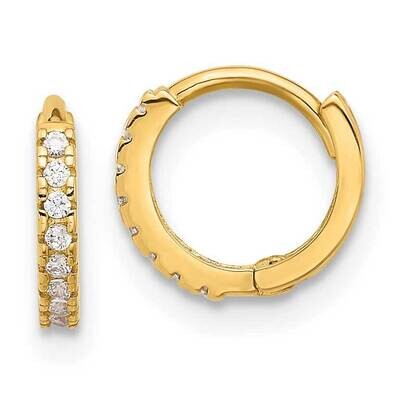 1.5mm CZ Hinged Hoop Earrings 10k Polished Gold 10ER351, MPN: 10ER351,