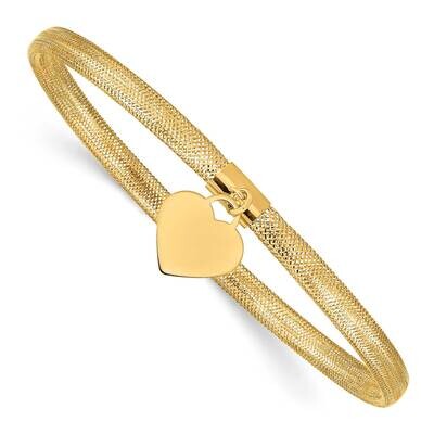 Heart Stretch Mesh Bracelet 7.5 Inch 10k Gold 10SF2749, MPN: 10SF2749, 196904097472