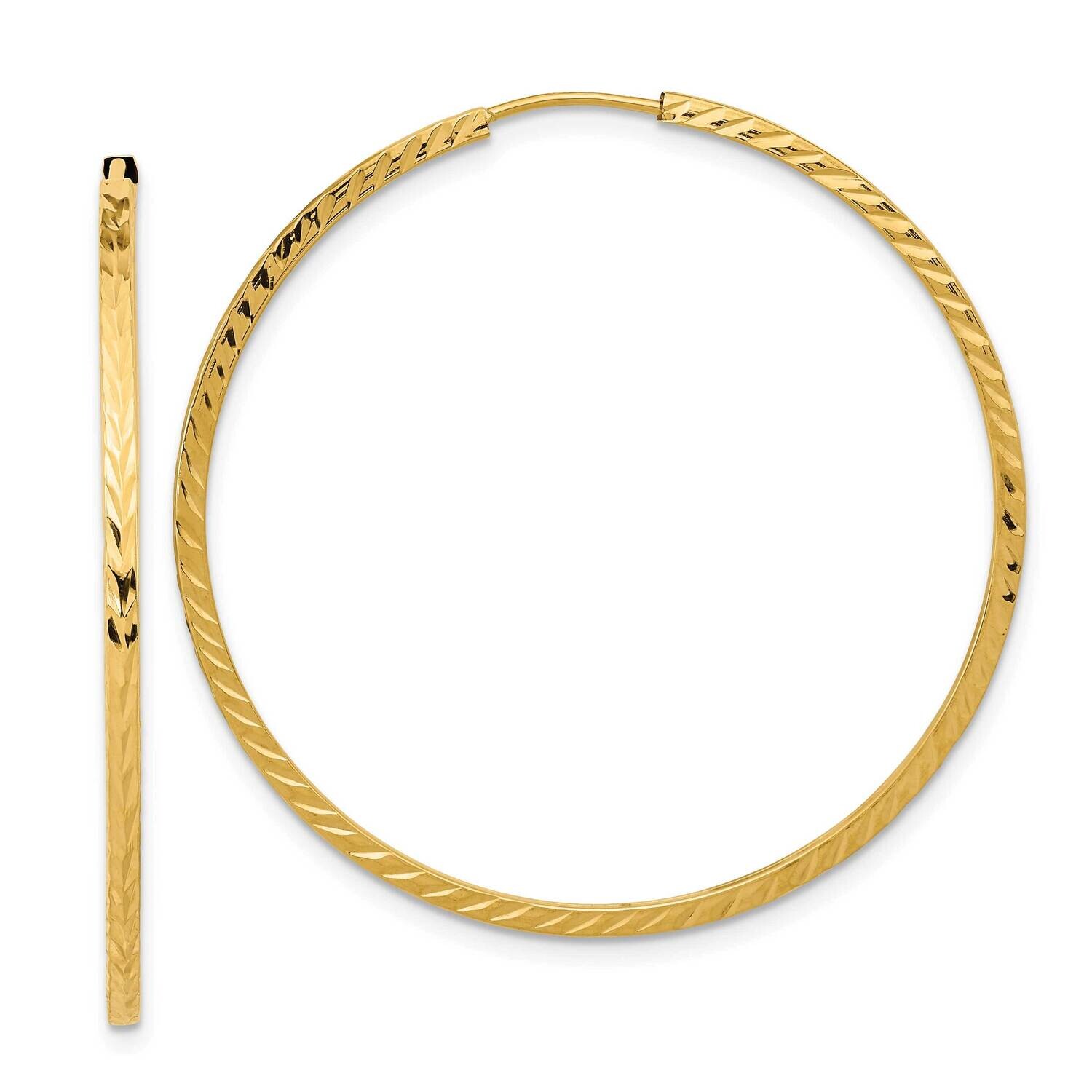 Diamond-Cut Square Tube Endless Hoop Earrings 10k Gold 10TF999, MPN: 10TF999,