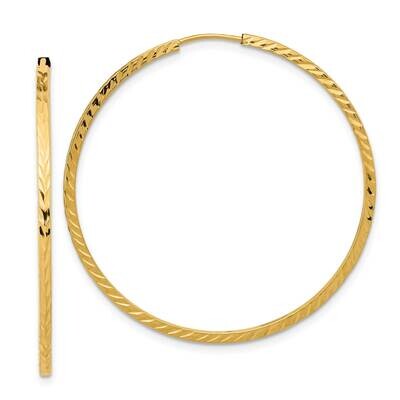 Diamond-Cut Square Tube Endless Hoop Earrings 10k Gold 10TF999, MPN: 10TF999,