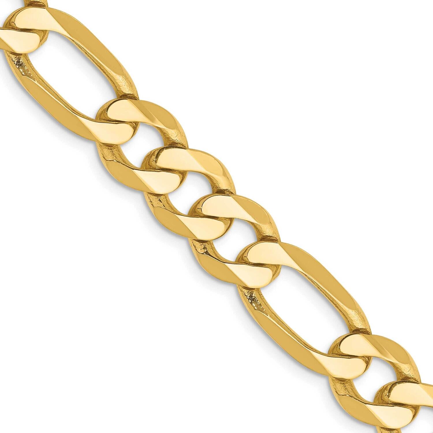 8.75mm Flat Figaro Chain 20 Inch 10k Gold 10FG220-20, MPN: 10FG220-20,