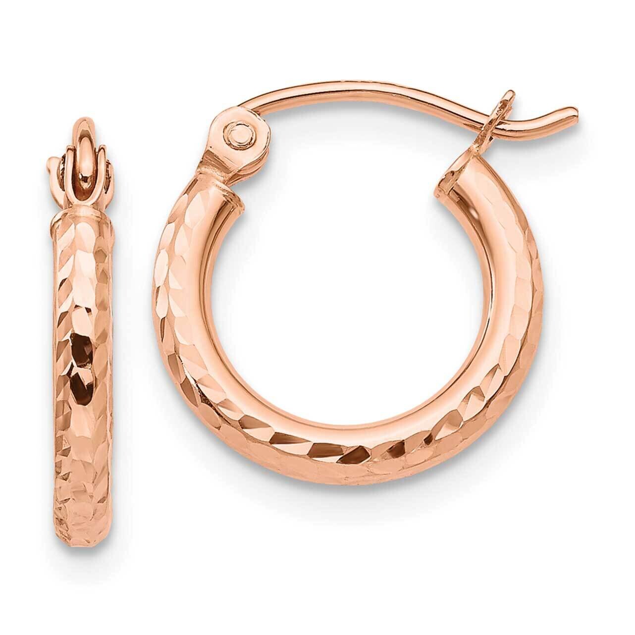 Lightweight Diamond-Cut Hoop Earrings 10k Rose Gold 10TF680, MPN: 10TF680,