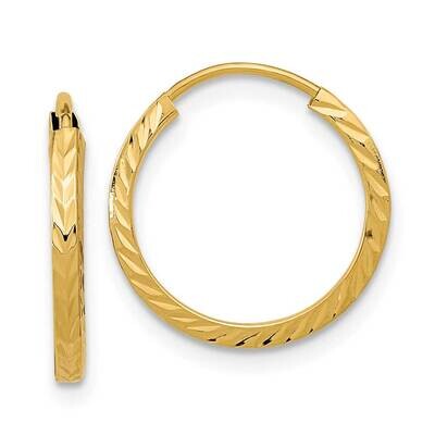 Diamond-Cut Square Tube Endless Hoop Earrings 10k Gold 10TF993, MPN: 10TF993,