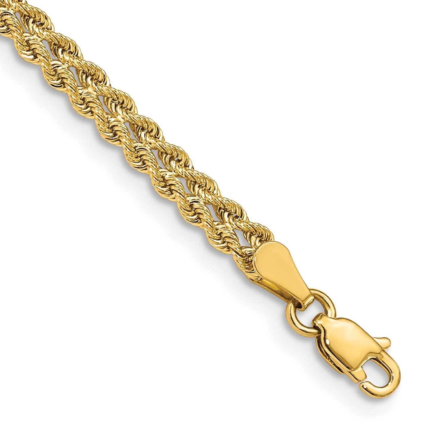 3.75mm Double StrRope Bracelet 8 Inch 10k Gold 10K014S2-8, MPN: 10K014S2-8,