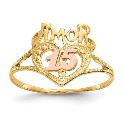 Amor 15 Heart Ring 10k Two-Tone Gold 10R99, MPN: 10R99,