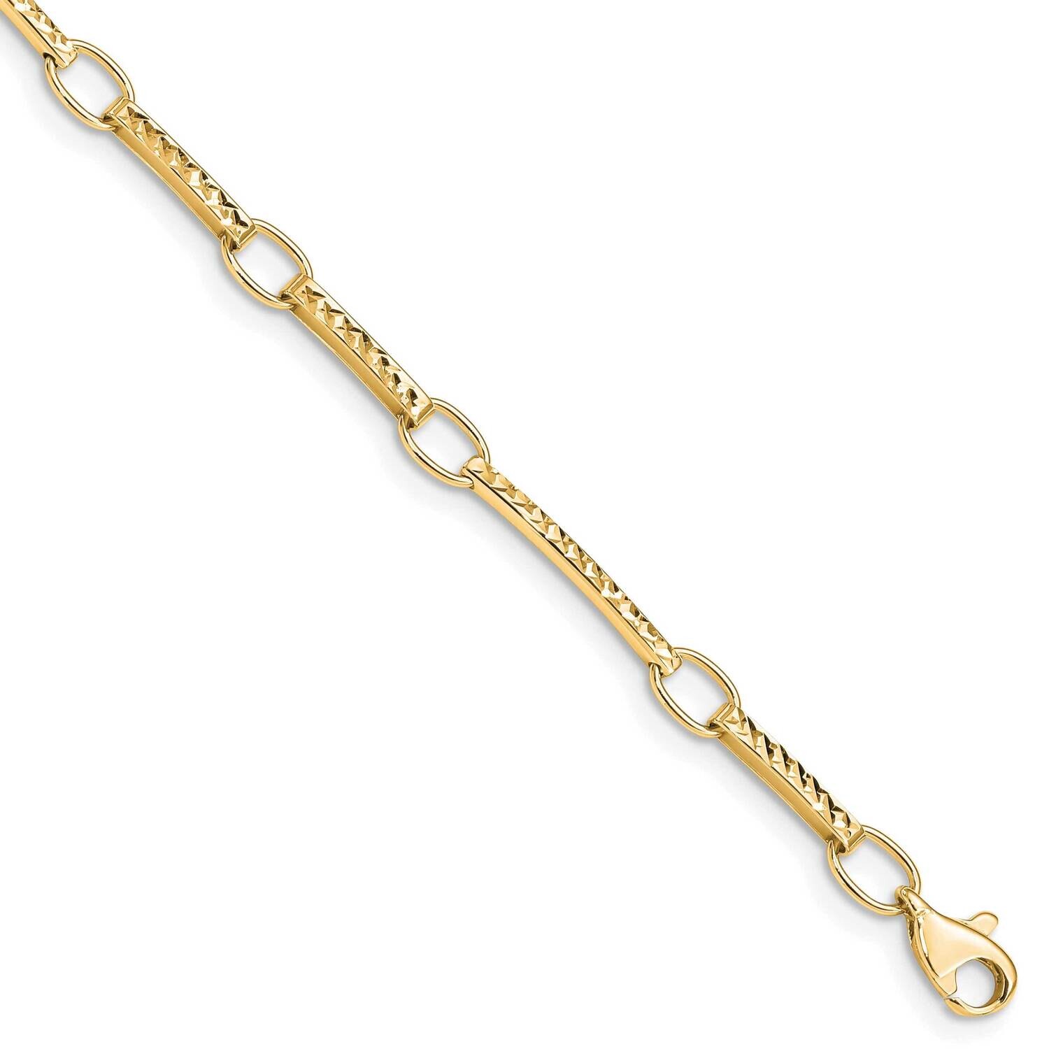 Textured Fancy Link Bracelet 7.25 Inch 10k Polished Gold 10FB1335Y-7.25