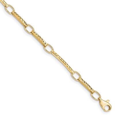 Textured Fancy Link Bracelet 7.25 Inch 10k Polished Gold 10FB1335Y-7.25, MPN: 10FB1335Y-7.25,