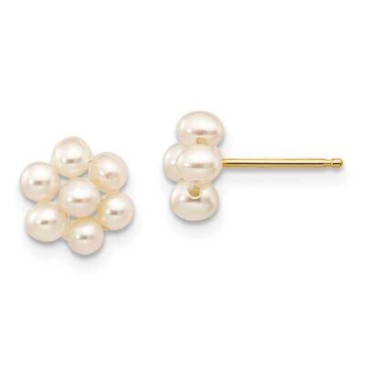 2-3mm White Egg Freshwater Cultured Pearl Flower Earrings 10k Gold 10XF299E, MPN: 10XF299E,