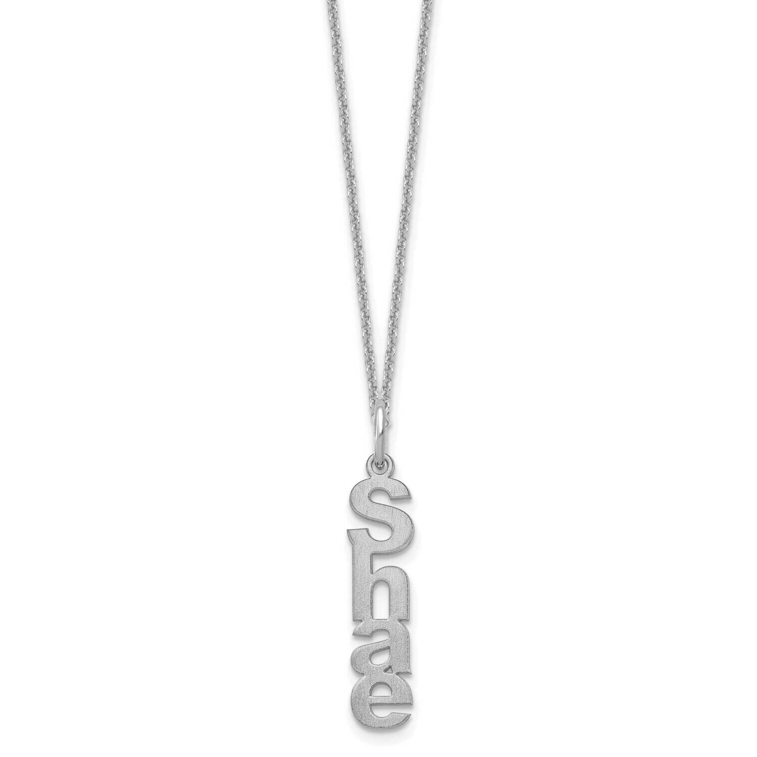 Brushed Vertical 1 Name Charm Necklace 10k White Gold 10XNA1256/1W, MPN: 10XNA1256/1W,